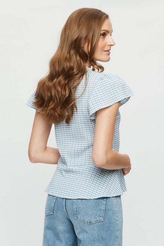 Dorothy Perkins Blue Gingham Textured Ruffle Top 3
