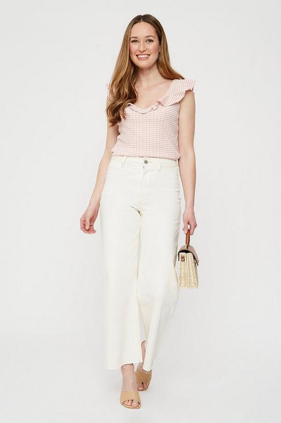 Dorothy Perkins Blush Gingham Textured Frill Shell Top 2