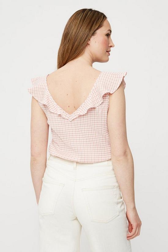 Dorothy Perkins Blush Gingham Textured Frill Shell Top 3