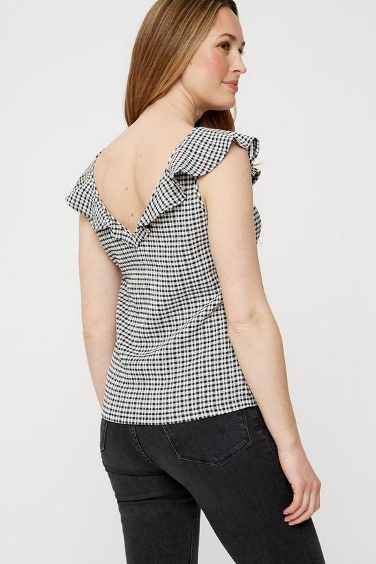 Dorothy Perkins Black Gingham Textured Frill Shell Top 3