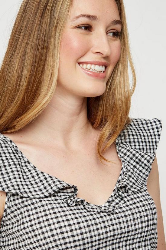Dorothy Perkins Black Gingham Textured Frill Shell Top 4