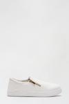 Dorothy Perkins Wide Fit White Naomi Zip Detail Trainers thumbnail 1