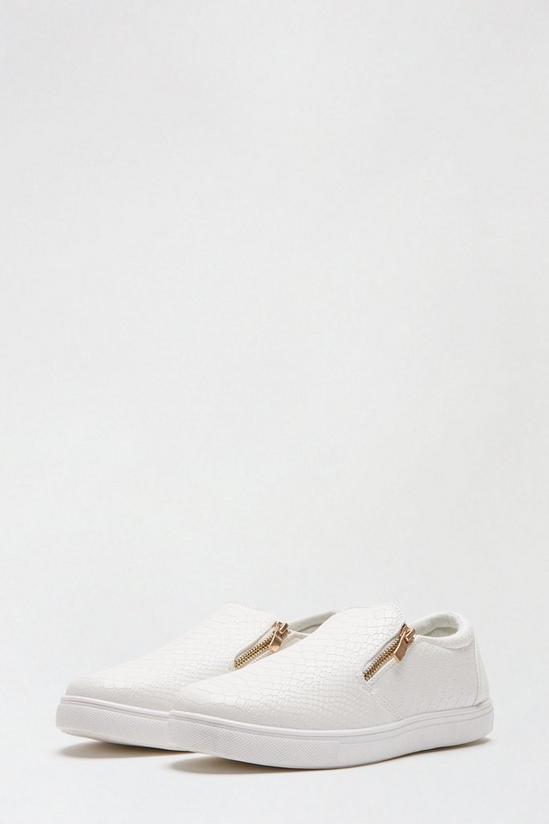 Dorothy Perkins Wide Fit White Naomi Zip Detail Trainers 2