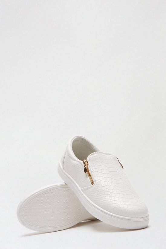 Dorothy Perkins Wide Fit White Naomi Zip Detail Trainers 3