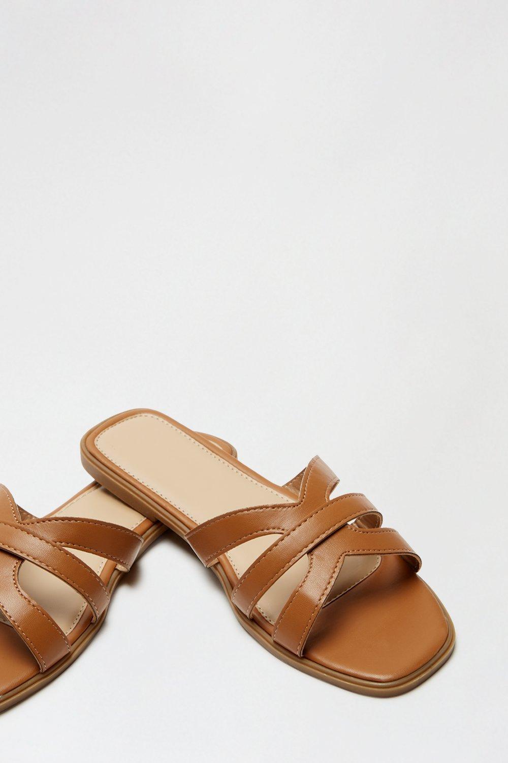 Sandals Wide Fit Tan Falla Strappy Slide Dorothy Perkins