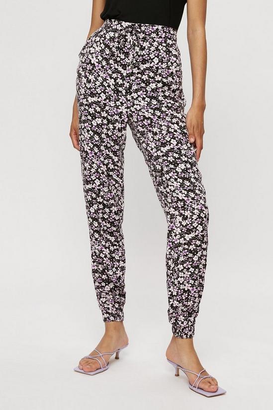 Dorothy Perkins Tall Lilac Ditsy Floral Tie Waist Jogger 2