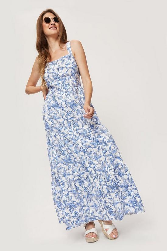 Dorothy Perkins Tall Blue And White Floral Button Maxi Dress 1