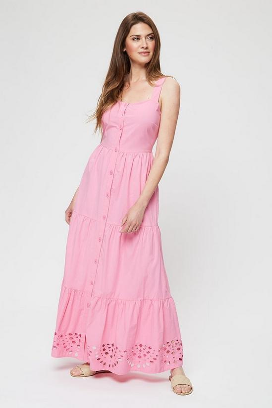 Dorothy Perkins Tall Pink Button Cut Work Midaxi Dress 1