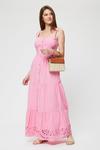 Dorothy Perkins Tall Pink Button Cut Work Midaxi Dress thumbnail 2