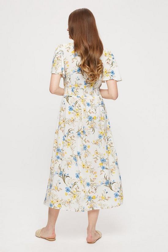 Dorothy Perkins Tall Ivory Floral V-neck Shirred Waist Dress 3