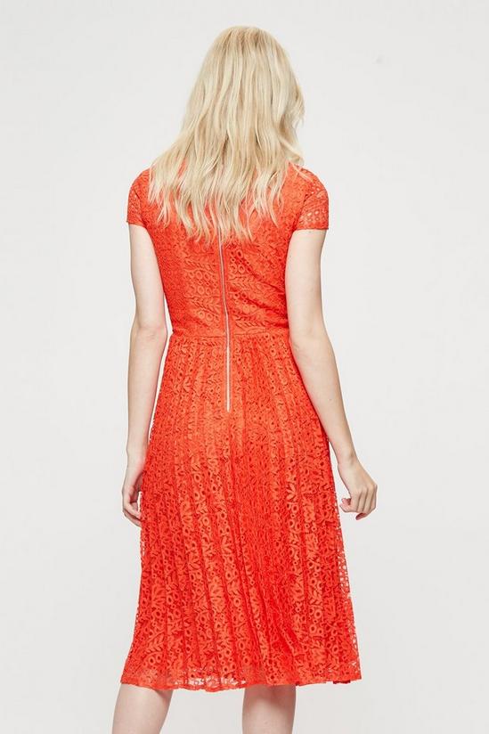 Dorothy Perkins Occasion Orange Pleated Lace Midi Dress 3