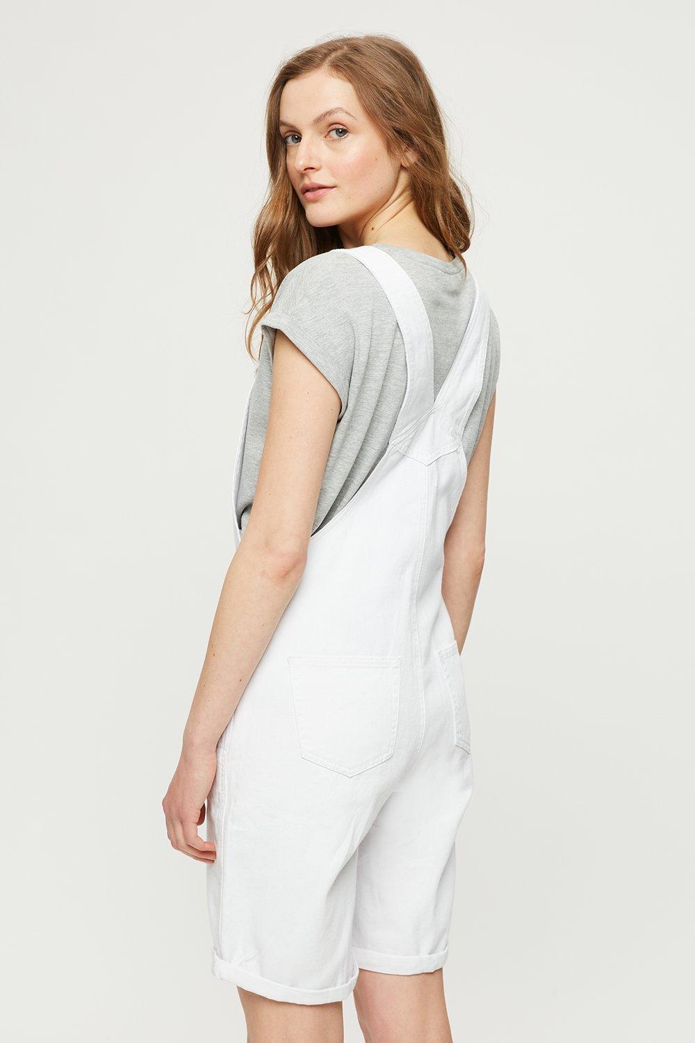White Shorts Casual Denim Dungarees