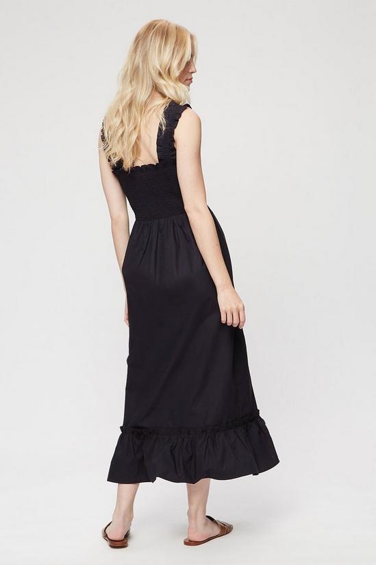 Dorothy Perkins Black Thick Strap Shirred Midi Dress 3