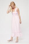 Dorothy Perkins Pink Stripe Thick Strap Shirred Midi Dress thumbnail 2