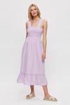 Dorothy Perkins Lilac Thick Strap Shirred Midi Dress thumbnail 1