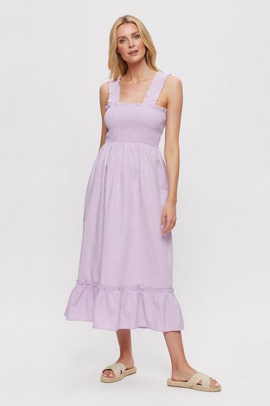Dorothy Perkins Lilac Thick Strap Shirred Midi Dress 1