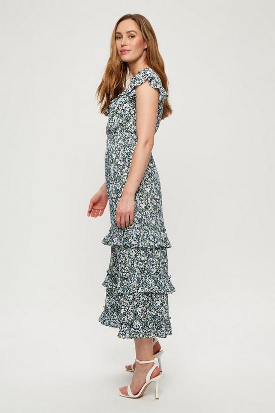 Dorothy Perkins Blue Floral Ruffle Midi Dress 3