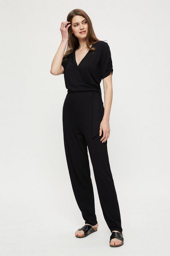 Dorothy Perkins Tall Black Ruched Sleeve Jumpsuit 1