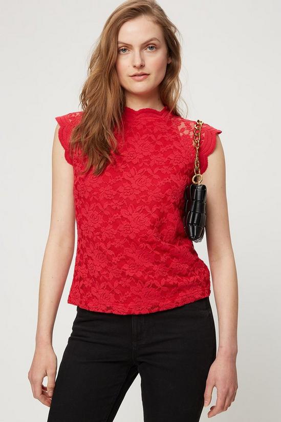 Dorothy Perkins Tall Red Lace Shell Top 1