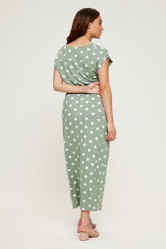 Dorothy Perkins Petite Khaki Spot Roll Sleeve Maxi Dress 3
