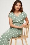 Dorothy Perkins Petite Khaki Spot Roll Sleeve Maxi Dress thumbnail 4
