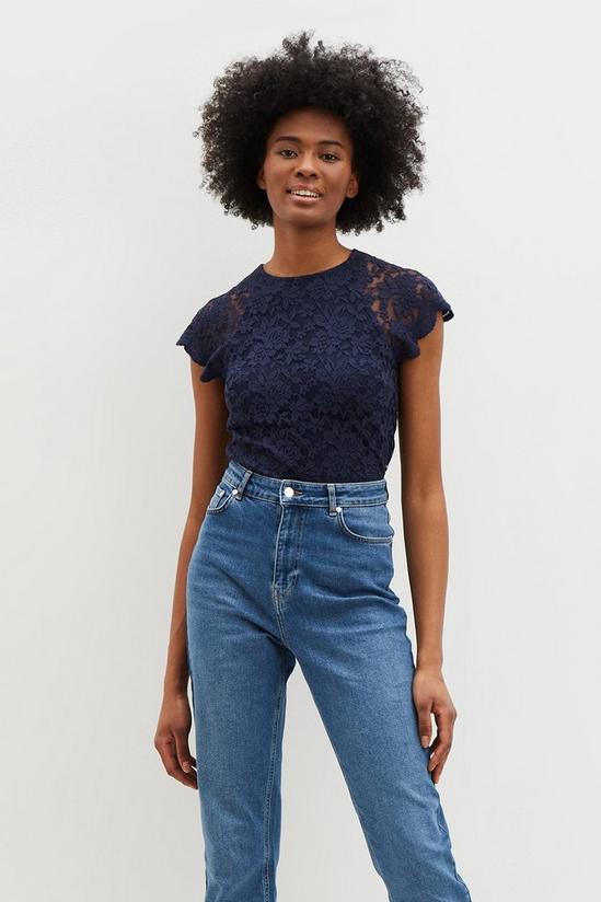 Dorothy Perkins Tall Navy Lace Shell Top 1