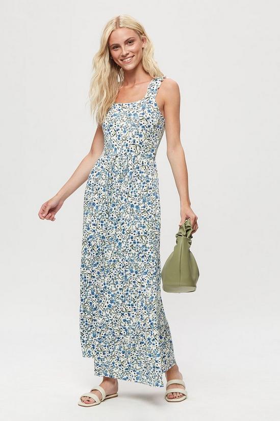 Dorothy Perkins Ivory Blue Floral Strappy Tiered Maxi 2