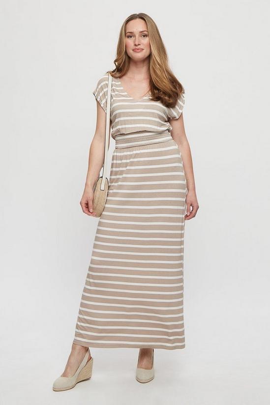 Dorothy Perkins Taupe Stripe Roll Sleeve Maxi Dress 2