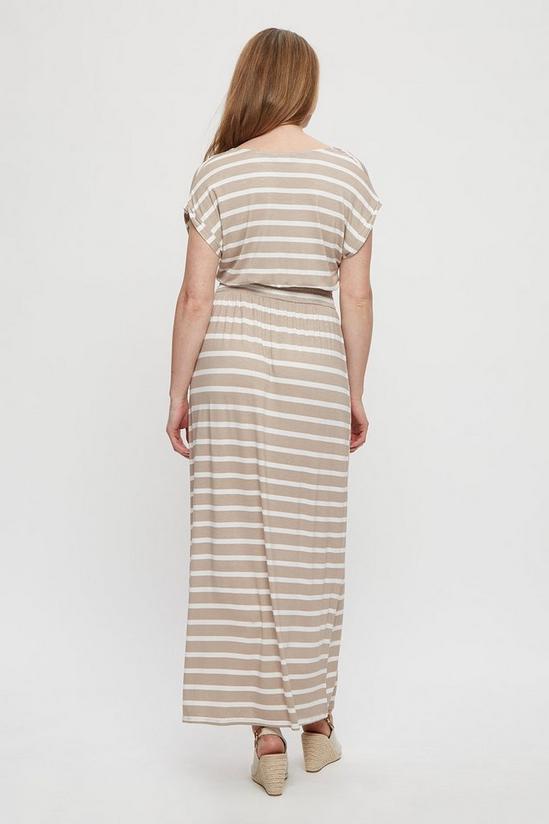 Dorothy Perkins Taupe Stripe Roll Sleeve Maxi Dress 3