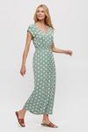 Dorothy Perkins Khaki Spot Roll Sleeve Maxi Dress thumbnail 1