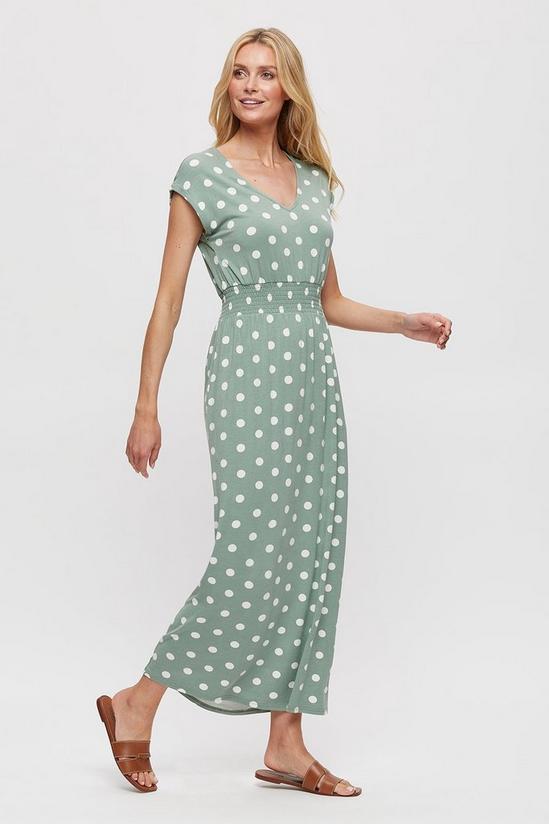 Dorothy Perkins Khaki Spot Roll Sleeve Maxi Dress 1
