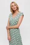 Dorothy Perkins Khaki Spot Roll Sleeve Maxi Dress thumbnail 2