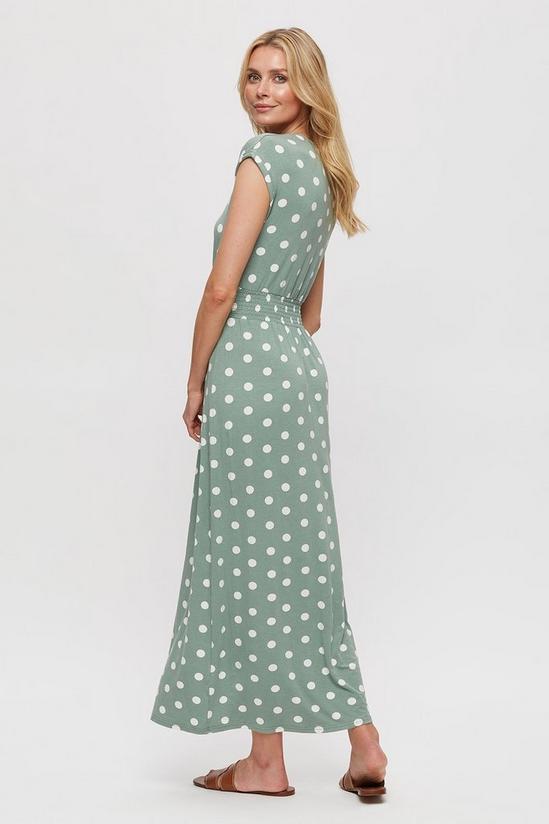 Dorothy Perkins Khaki Spot Roll Sleeve Maxi Dress 3