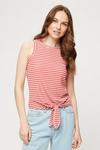 Dorothy Perkins Pink Stripe Tie Front Ribbed Vest thumbnail 1