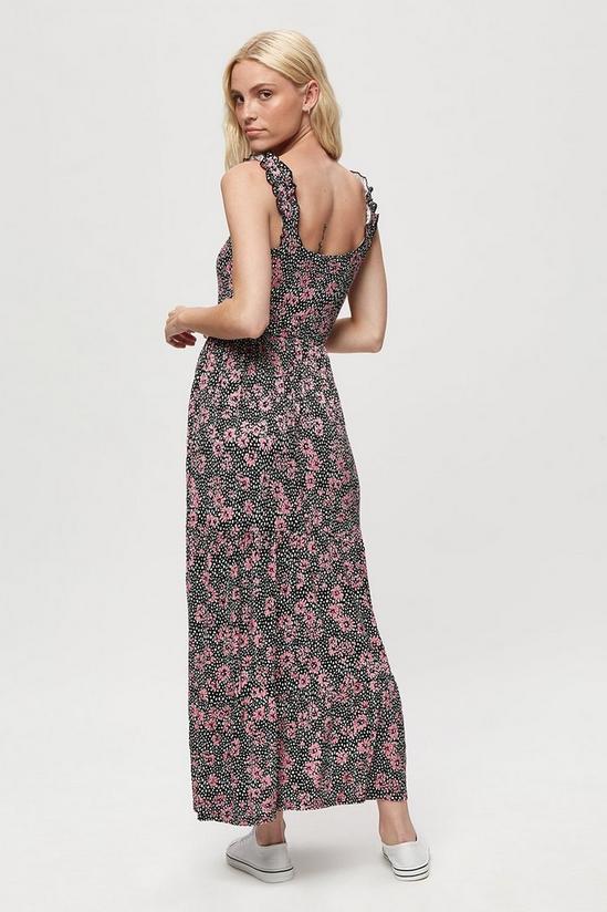Dorothy Perkins Black Pink Floral Strappy Tiered Maxi 3
