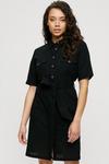 Dorothy Perkins Black Utility Belted Mini Shirt Dress thumbnail 1