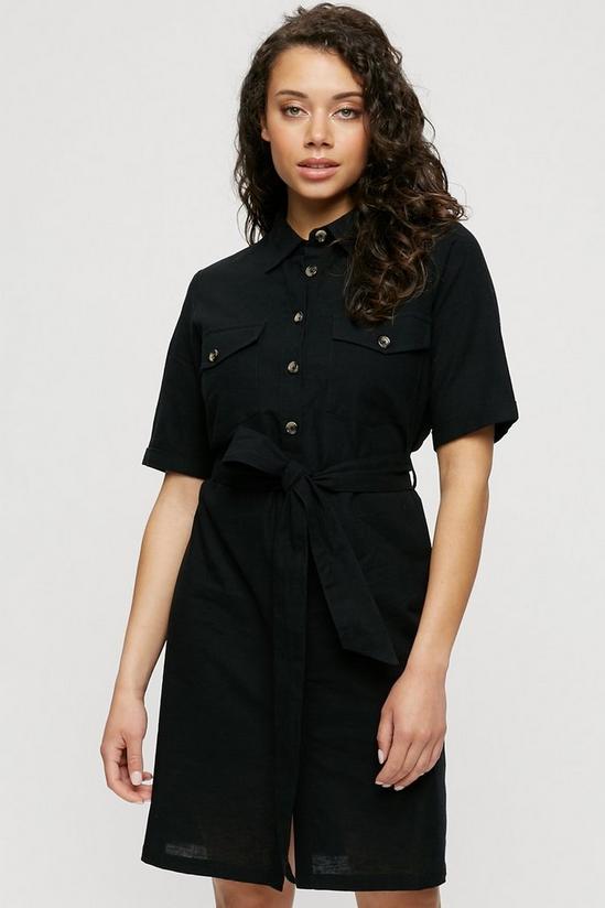 Dorothy Perkins Black Utility Belted Mini Shirt Dress 1