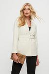 Dorothy Perkins Beige Collarless Belted Tailored Blazer thumbnail 1