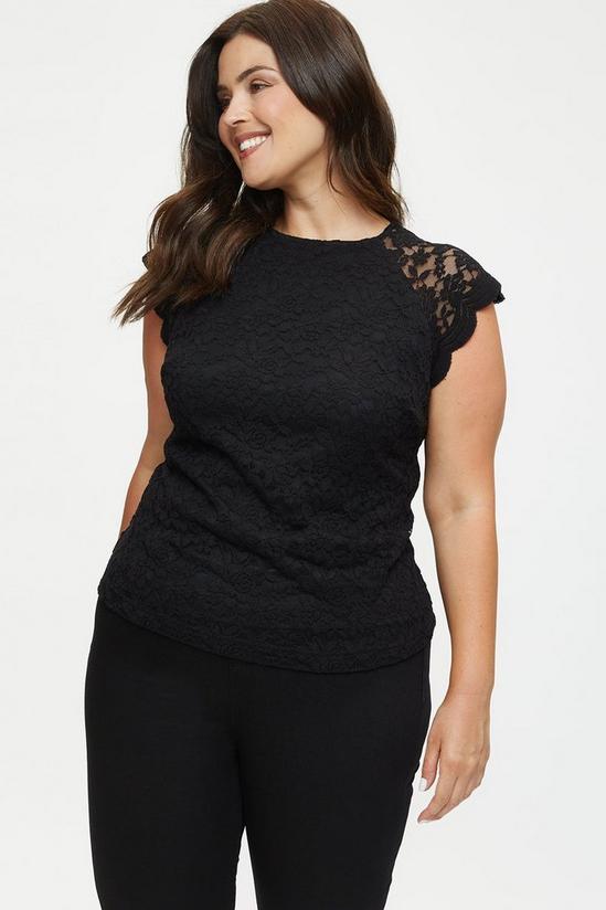 Dorothy Perkins Curve Black Lace Shell Top 1