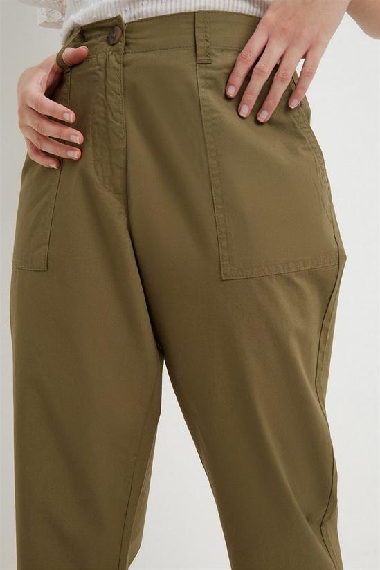 Dorothy Perkins Petite Khaki Poplin Crop Trousers 4