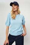 Dorothy Perkins Pale Blue Puff Sleeve Knitted Tee thumbnail 1