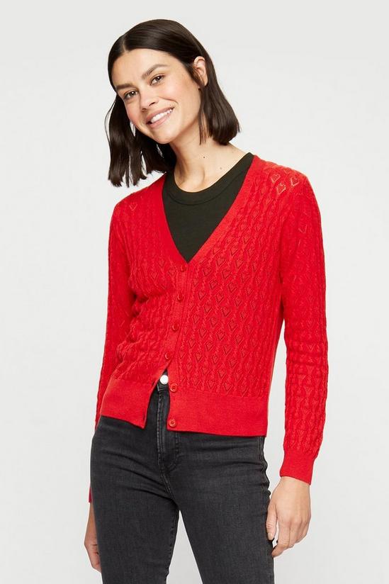 Dorothy Perkins Red Pointelle Heart Cardigan 1