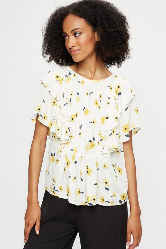 Dorothy Perkins Tall Yellow Floral Shirred Top 1