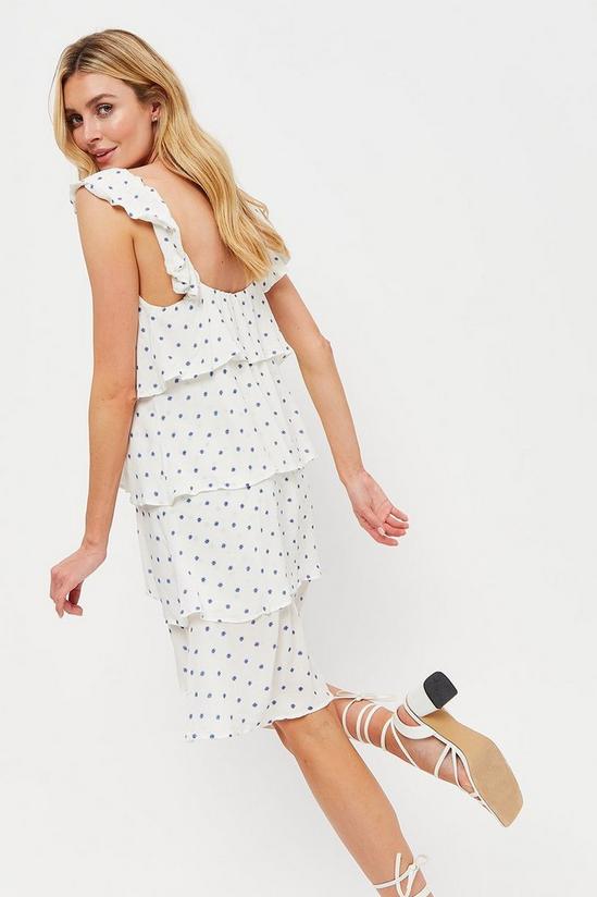 Dorothy Perkins Tall White And Blue Mini Spot Tiered Dress 3