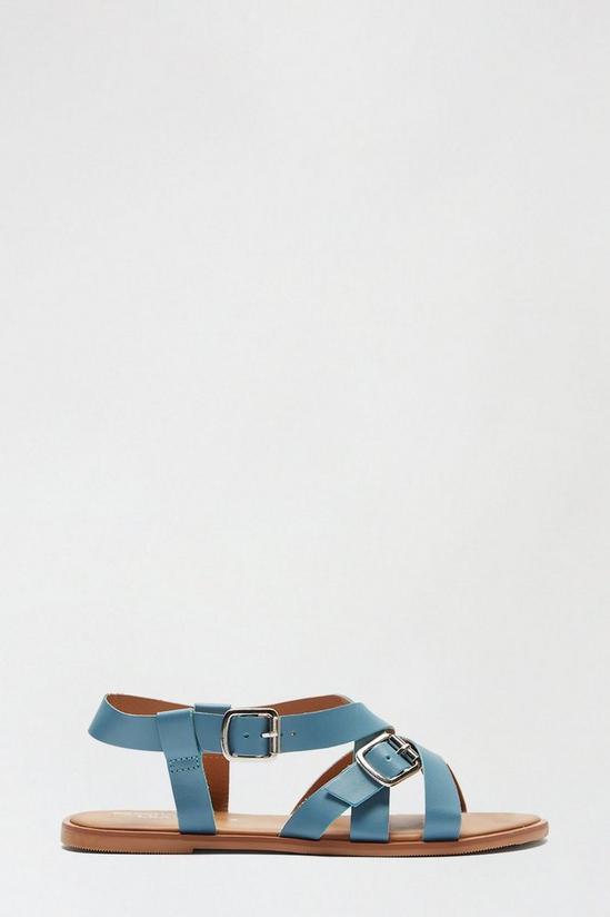 Dorothy Perkins Leather Blue Janie Double Buckle Sandal 1