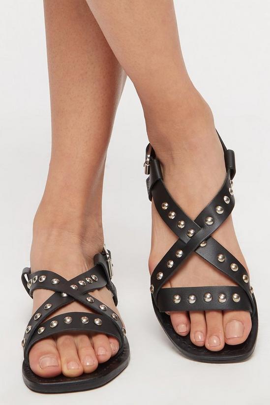 Dorothy Perkins Leather Black Jenga Stud Crossover Sandal 1