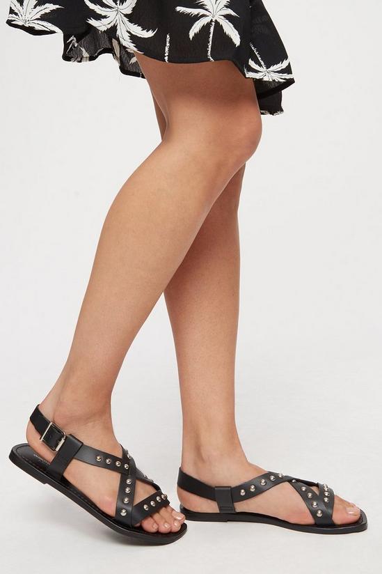 Dorothy Perkins Leather Black Jenga Stud Crossover Sandal 2