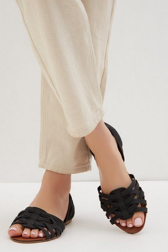 Dorothy Perkins Wide Fit Leather Black Jinxie Weave Sandals 1