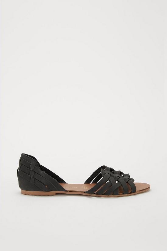 Dorothy Perkins Wide Fit Leather Black Jinxie Weave Sandals 2
