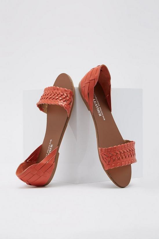 Dorothy Perkins Wide Fit Leather Red Jingly Weave Sandals 3